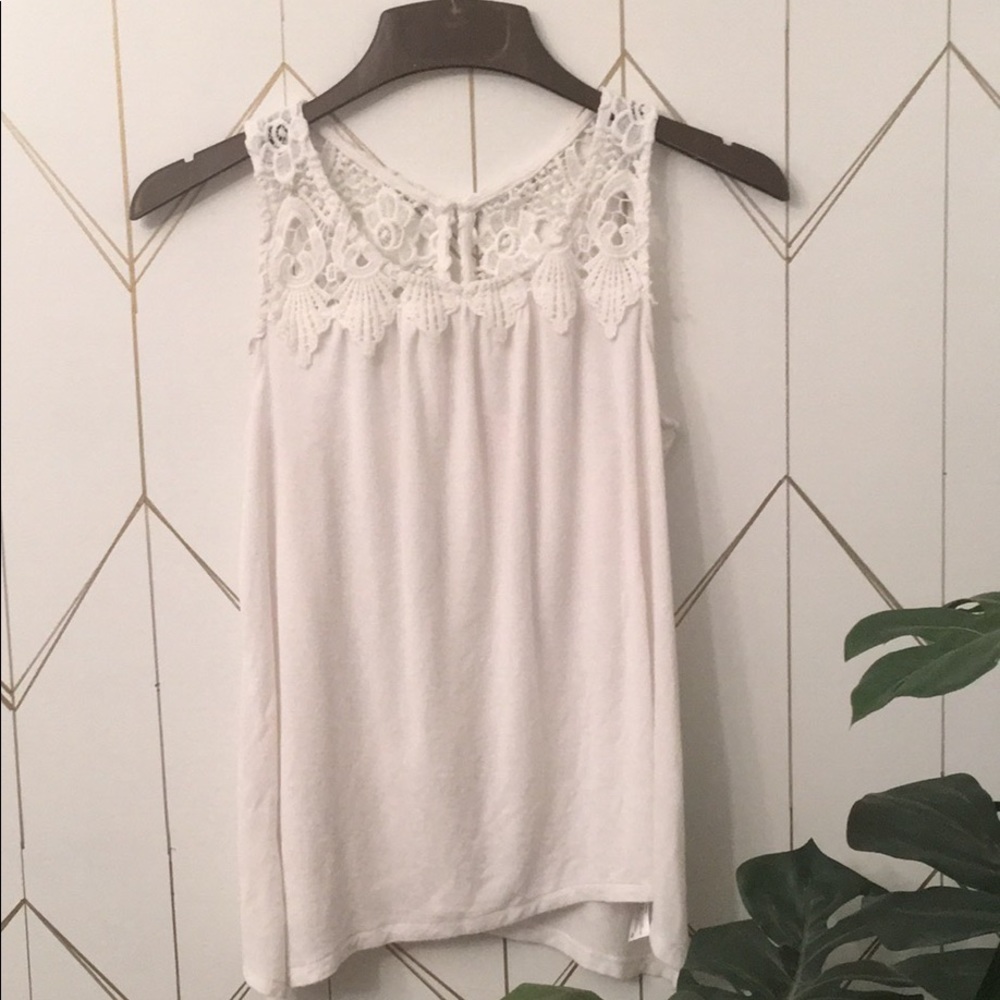 Ivory crochet tank